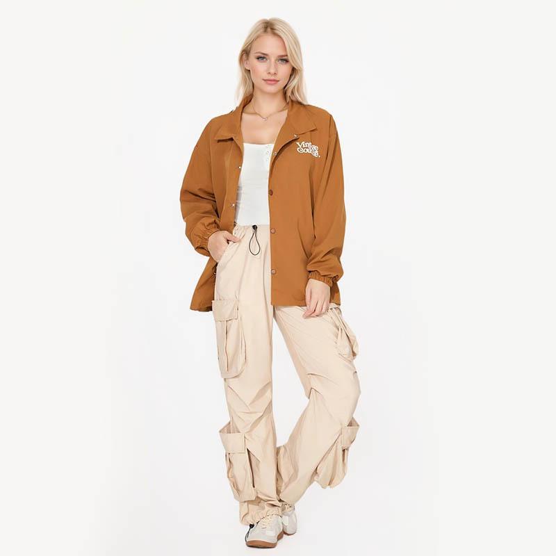 Autumn Women's Plus Size Printed Double Pocket Casual Lapel Loose Long Sleeve Jacket