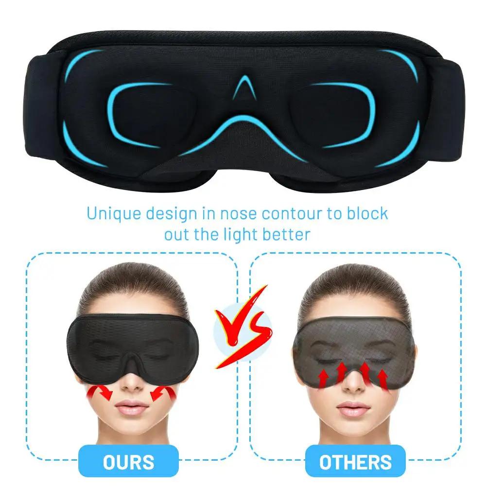 3D Sleeping Eye Mask Block Out Light Breathable Protective Blackout Eyepatch Adjustable Strap Night Sleep Face Masks