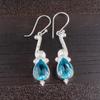 Natural Sky Blue Topaz Gemstone 925 Solid Silver Jewelry Handmade Earrings 2.10" EE-37-2