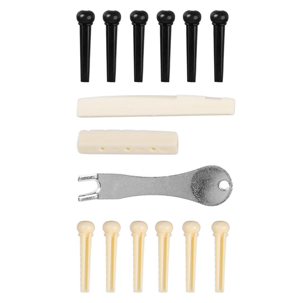 Metal Guitar Pin Puller Plastic Guitar Pin Saddle Nut Set Replacement for Guitarists Black Yellow