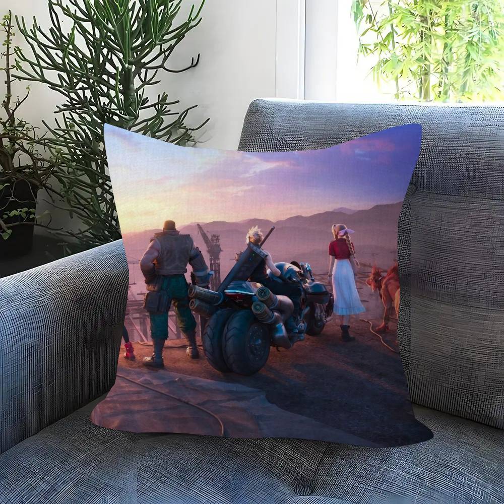 Game F-F-Final Fantasy 7 Double-Sided Printed Pillow Cover Short Plush Suitable Living Rooms Bedrooms Sofas Throw Cushion Cover
