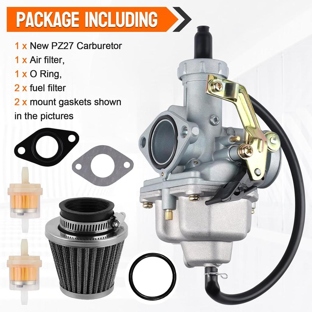 PZ27 Carburetor Replacement for TaoTao 200cc 125cc 150cc 250cc 4-stroke ATV Go Kart Dirt Bike Taotao Sunl Buyang Coolsport Lifan Kazuma Zongshen