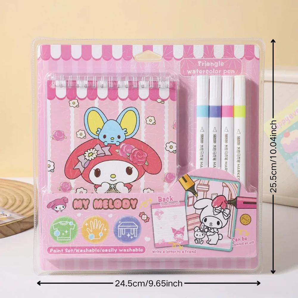 Popular Salling  Coloring Drawing Book & Cloloring Pen | Cute Kuromi Coloring Stationery Set | Drawing Supplies Birthday Present