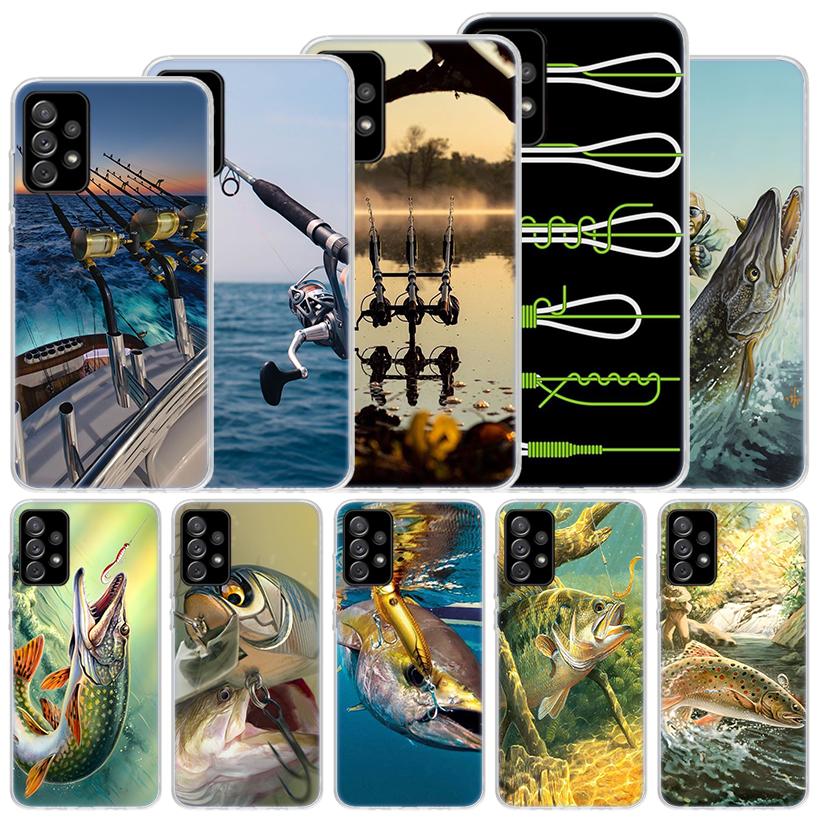 Carp Fish Fishing Rod Hook Soft Case For Samsung Galaxy A16 A15 A14 A13 A56 A55 A54 A53 Phone Cover A36 A35 A34 A33 A26 A25 A24