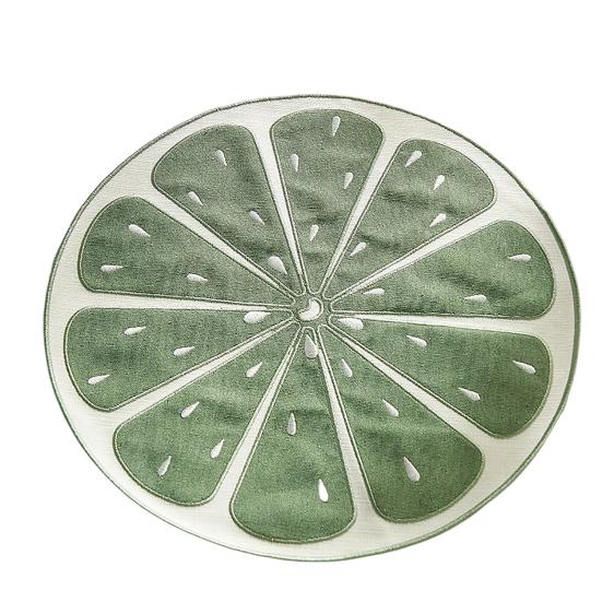 

Lemon Slice Placemat Linen Heat Insulation Dining Mat Embroidered Round Orange Washable Placemat for Dining Table Decoration Protection 38cm D