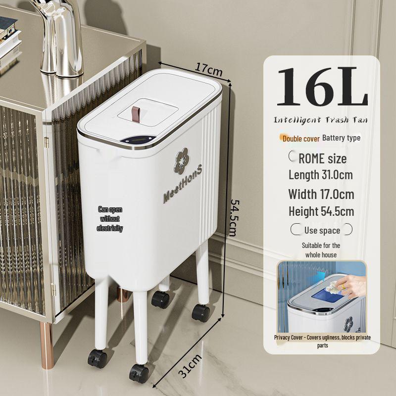 Large Smart Sensor Trash Can with Lid for Kitchen, Living Room, Office, and Bathroom - High-Leg Design & Large Capacity