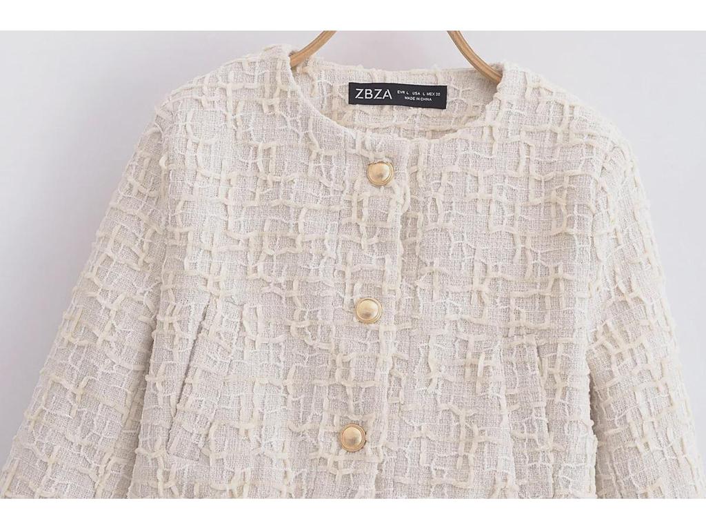 2024 Summer Women's Solid Color Textured Short Pilot Jacket