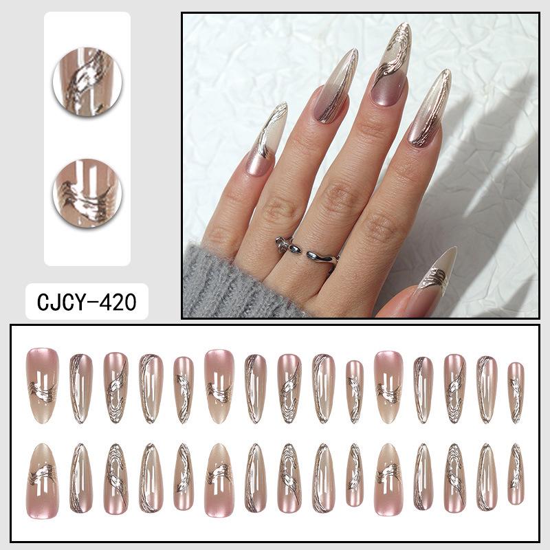O8 Long Nail Art Tips - European & American High-End Wearable Summer Stickers