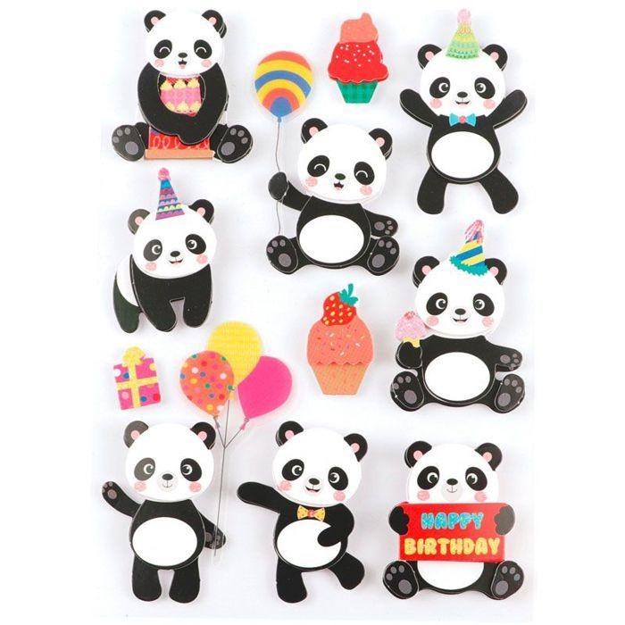 11 stickers 3D pandas 4 cm