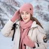 Warm Winter Hat Soft Long Knit Scarf Fashion Beanie Hat Scarf Gloves Set  for Women & Men