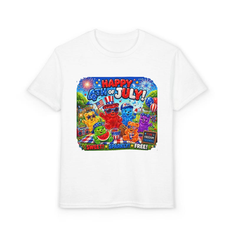 Happy 4th of July Cartoon Characters T-Shirt | Kids Independence Day Tee 130