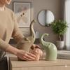 Lephant Family Matte Finish Ceramic Figures | Home Decor Living Room Decorative Items Showpieces House Warming