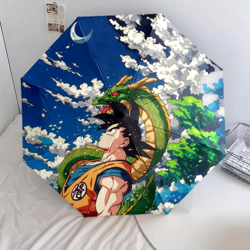 Dragon Ball Z Characters pattern, automatic folding umbrella, portable and foldable design, 8 ribs, a Christmas or birthday gift.
