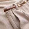 Women's Straight Leg Wool Flannel Trousers: Thick, Warm, and Comfortable for Autumn and Winter.