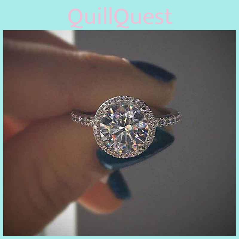 Full Rhinestone Dazzling White Luxury Ring With Silver Plated Micro-embellishments