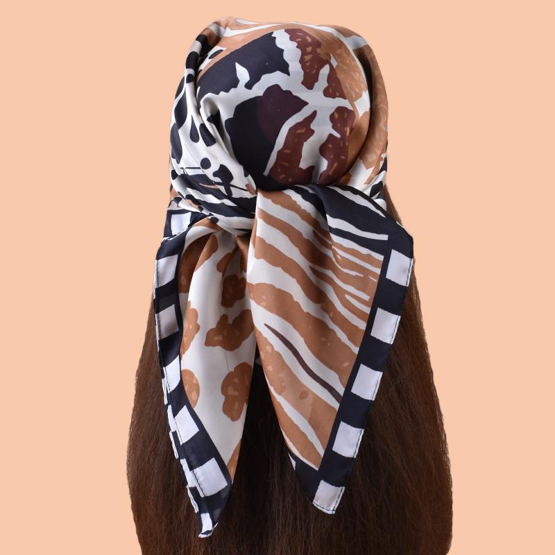 1PC Women's Spot Print Thin Satin Silk-Like Square Scarf Bohemian Casual Neck Wrap Lightweight Comfortable Spring Daily