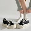 Casual lightweight black retro thick-soled low-top canvas shoes women's 2025 new summer casual soft baseplate shoes