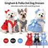 Bow Headband Cat Dog Princess Dress Polka Dots Printing Pet Dress Cute Pet Skirts  Spring Summer