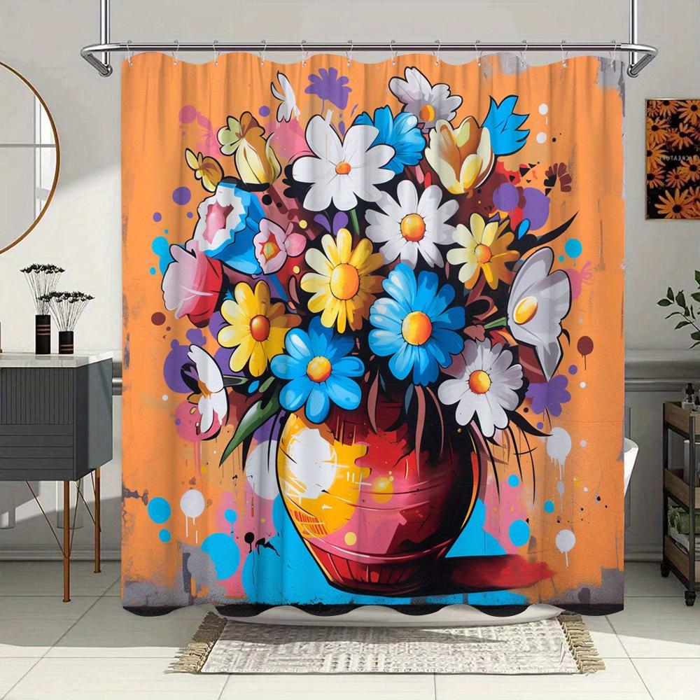 

Красочный Цветочный Букет Водонепроницаемая Шторка для Душа для Декора Современной Ванной Комнаты, Стильная и Прочная, Идеальна для Домашнего Использования W90XH180cm