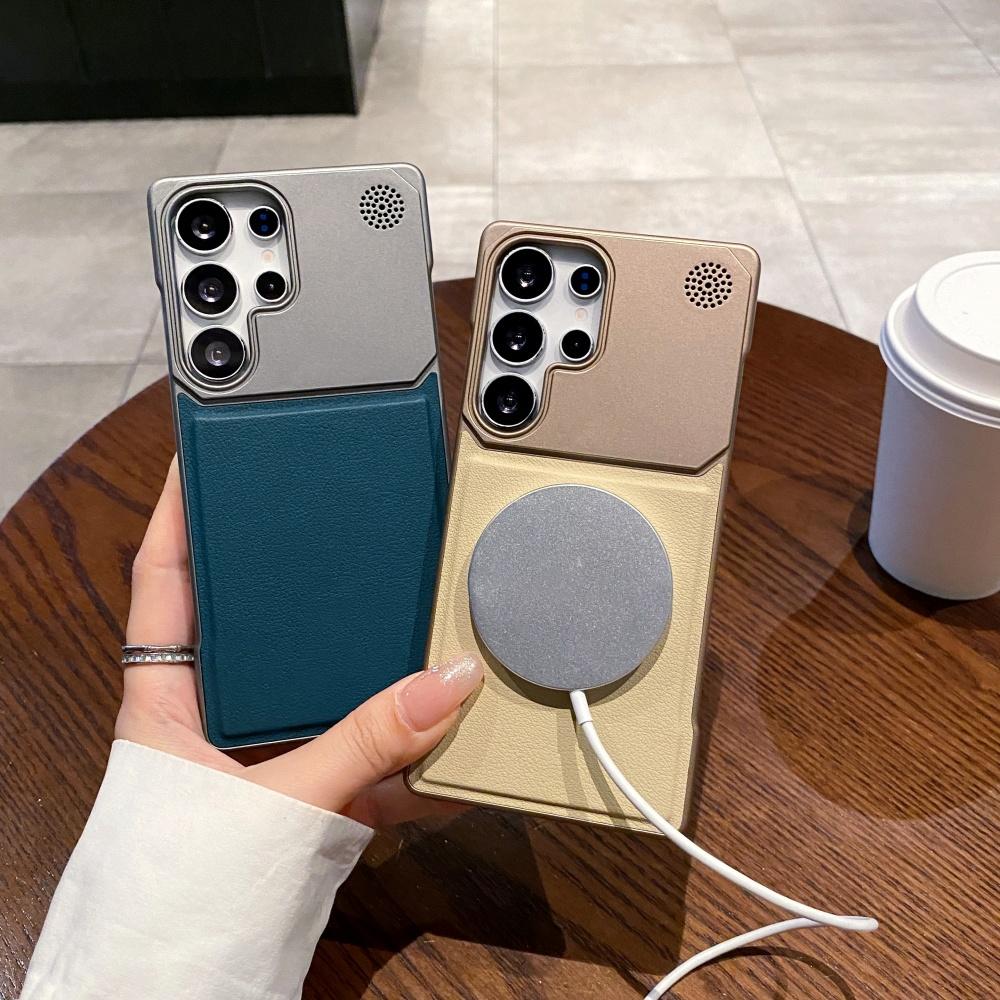 Luxury Leather for Magsafe Borderless Aromatherapy Cover for Samsung S26 S25 S24 S23 S22 Ultra Plus S26 Ultra Slim Magnetic Case