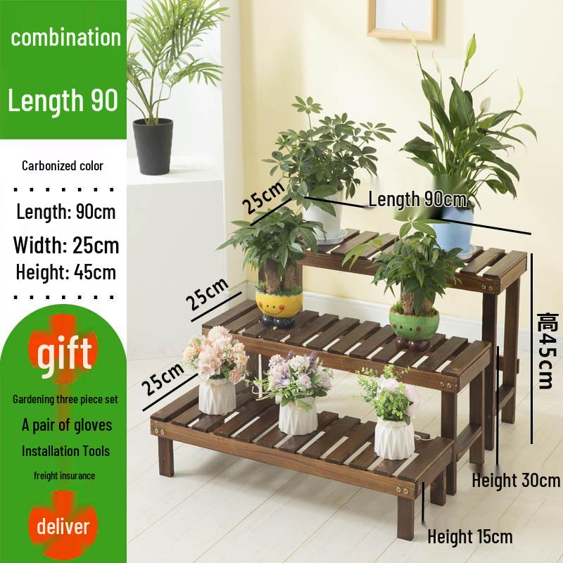 Multi-layer Solid Wood Indoor Balcony Plant Stand