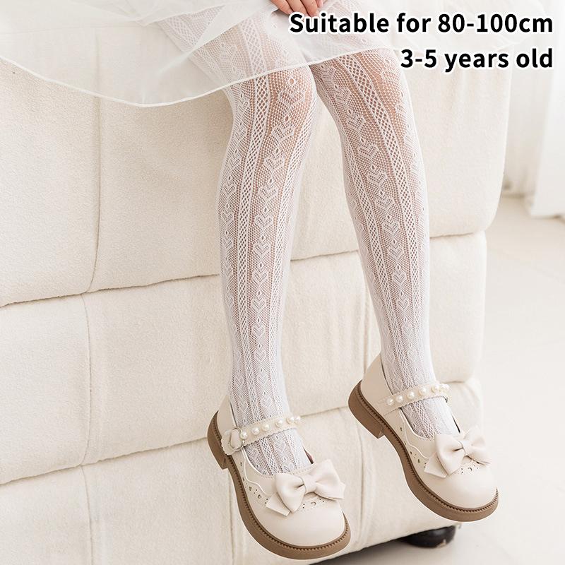 Summer Fashion Girls Tights Nylon Breathable Mesh White Black Children Princess Pantyhose Elasticity Leggings For 3-12Y