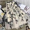 Women Spring Autumn Boho Lace Crochet Skirt Stretch High Waist Women Embroidery A-Line Skirt Women Beach Pleated Skirt