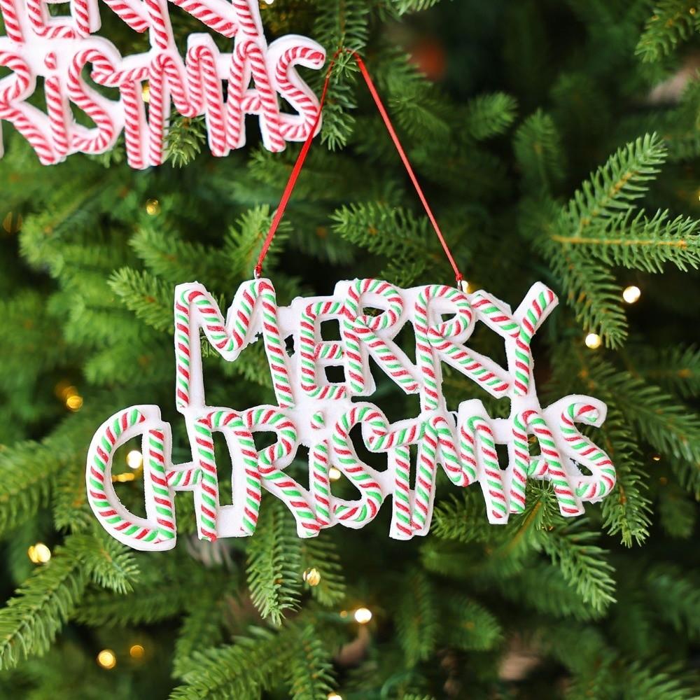 Plastic Merry Christmas Letter Pendant English Letter Welcome Signs Christmas Hanging Ornament Red Green Xmas Tree Ornaments