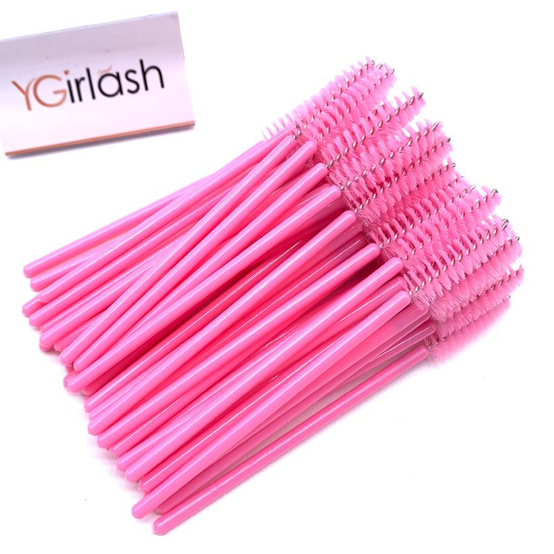 YGirlash Eyebrow Mascara Wand Eyelash Spoolie Brush 50 Pcs/Set Wholesale Disposable Lash Wands Eyelash Extension Brush розовый