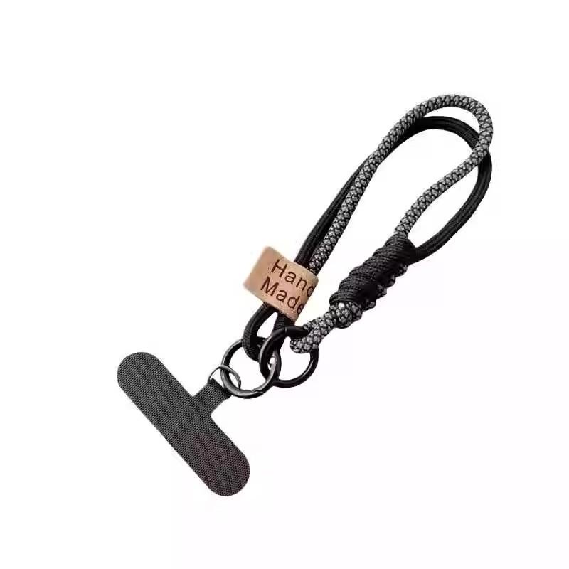 New Short Phone Lanyard With British Style Contrasting Color Weaving and Fashionable Smiling Face Wrist Strap for Phone Cases