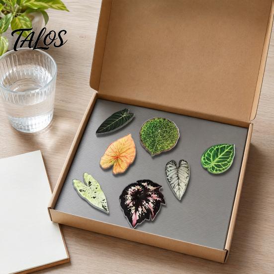 Botanical Fridge Magnets 3D Tropical Plants Refrigerator Magnet, Acrylic Green Decorative Plant Home Decor Memo Notes Photo Holder for Kitchen Office