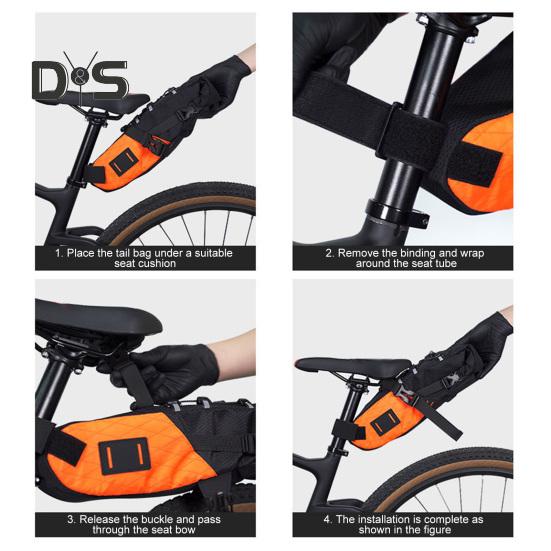 Bicycle Saddle Storage Bag 5.8L Capacity Waterproof Reflective Road Mountain Bike Seat Rear Tail Bag Organizer Pouch Cycling Bike Accessories