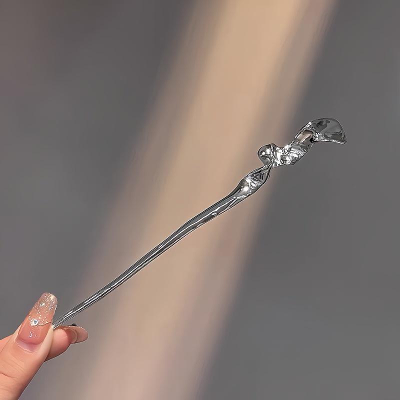 Elegant Chinese-Style Metal Hairpin for Women - Modern Niche Design Hair Stick for Hair Buns