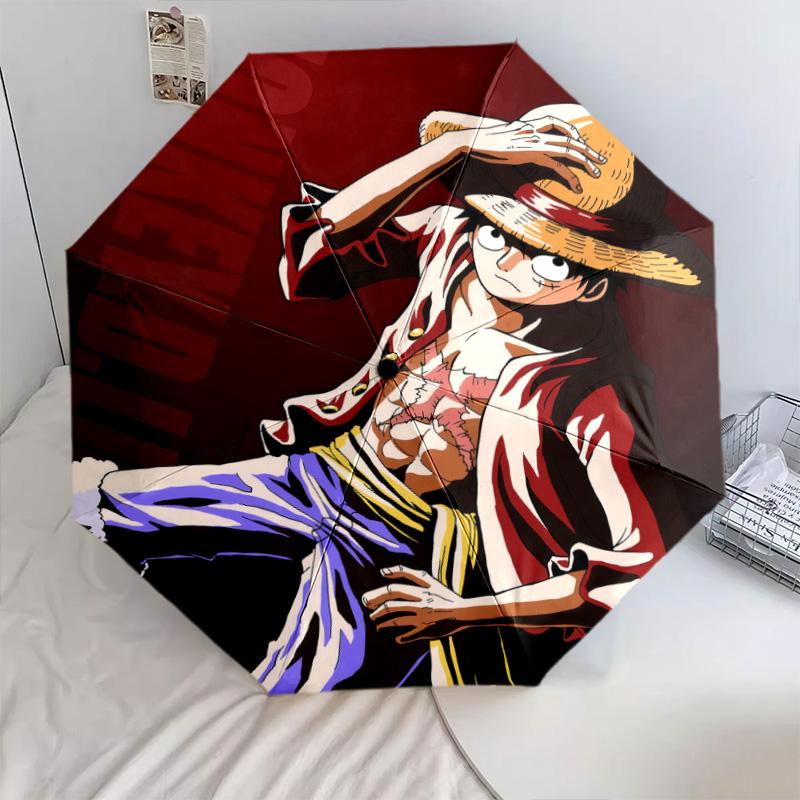 1 PC Automatic Folding Umbrella - One Piece Monkey D Luffy Pattern Portable Foldable Design With 8 Ribs Christmas Birthday Gifts