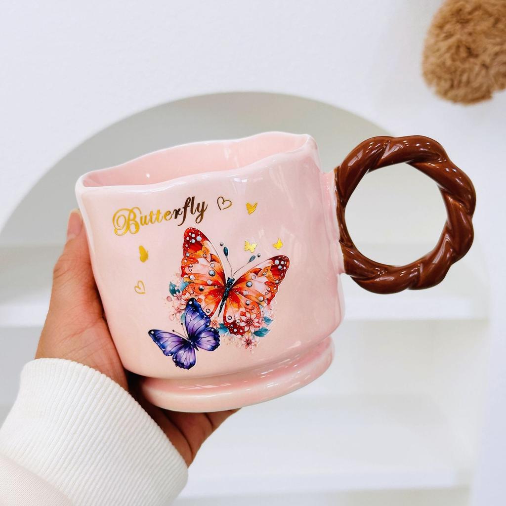 Papa Ente mit Deckel Tasse Niedliche Keramiktasse Paar Hoch aussehendes Mädchen Herz Geschenk Mädchen Wasserbecher