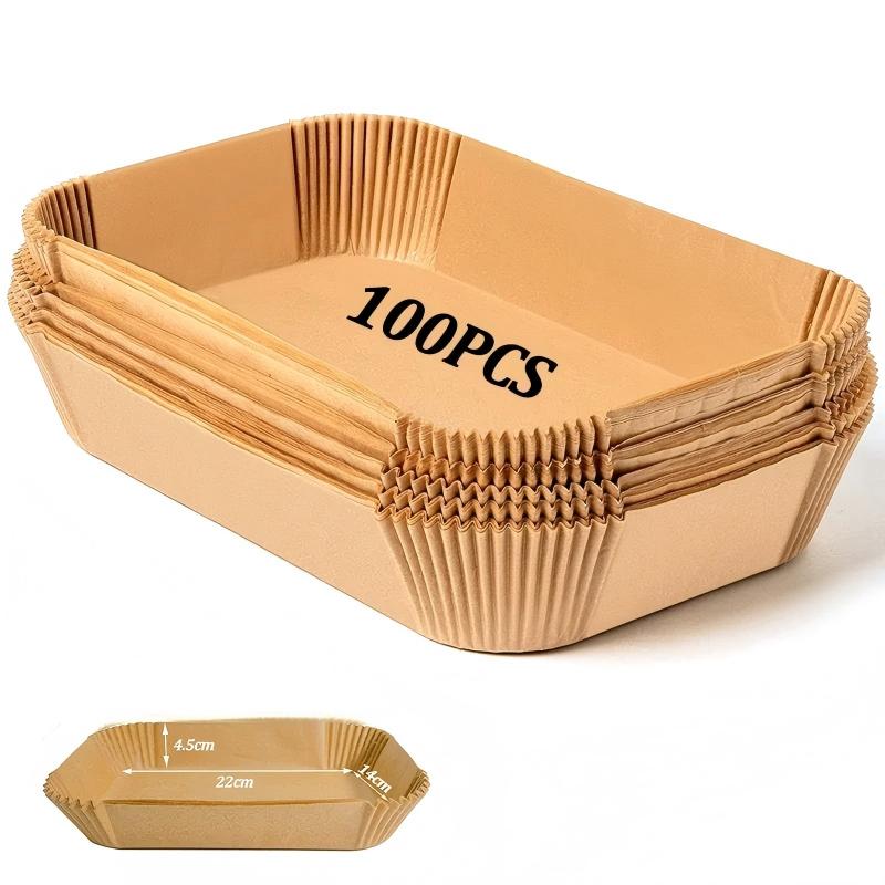 300PCS Air Fryer Disposable Paper Square Round Baking Paper Barbecue Plate NonStick Mat Kitchen Oven Oil Absorbing Paper Tool