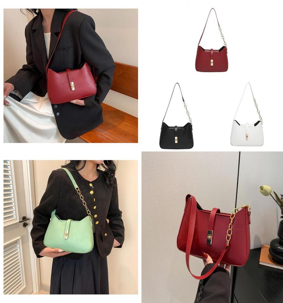 2024 Summer New Solid Color Simple Armpit Bag Street Style Pu Shoulder Bag