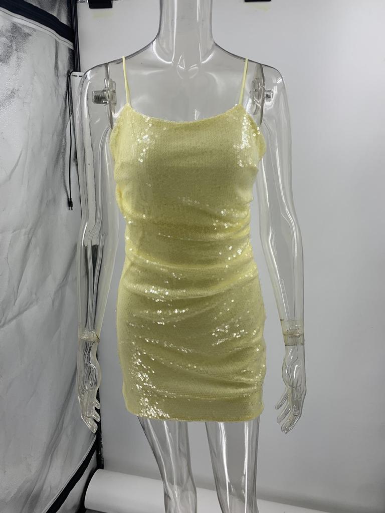 2023 Sexy Slimming Bodycon Sequin Spaghetti Strap Dress for Nightclubs