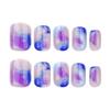 Galaxy Gradient Round Nail Tips with Star Stickers