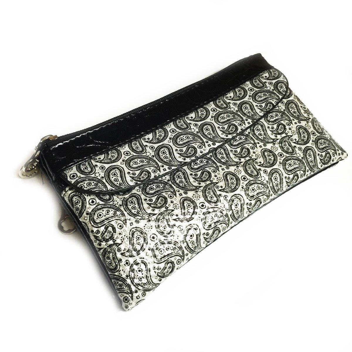 Эмалевая косметичка с узором пейсли из ПУ с глянцевым покрытием