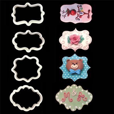 4 Teile/los Vintage Plaque Rahmen Cookie Cutter Set Kunststoff Keks Form Kuchen Dekorieren Werkzeuge Edelstahl Cookie Form