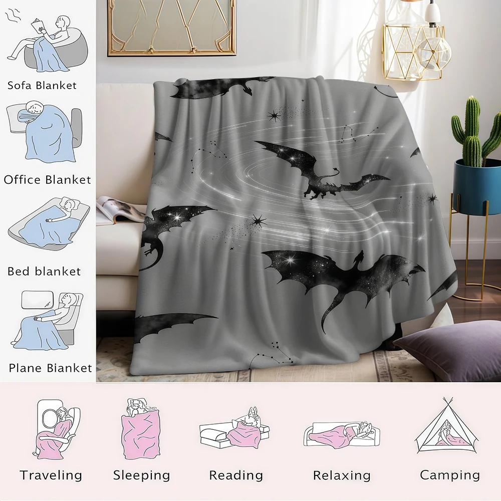 Mystical Starry Dragon Flannel Blanket Warm Soft Halloween Christmas Couch Warm Cozy Decorative Decor Gift for All Season