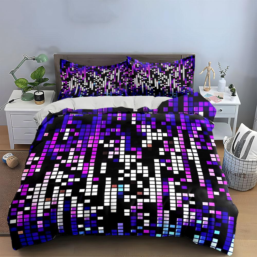 Colorful Pixel Art Decor Set Bedding Set with 1 Duvet Cover 2 Pillowcases Single Double King Queen, Gift