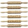 Christmas Rolling Pin Wooden Carved Engraved for Embossed Cookies
