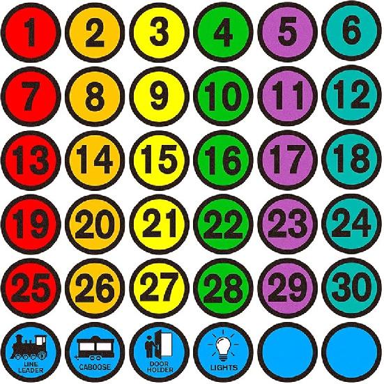 WhatSign Line up Spots for Classroom Floor Stickers - 36Pcs Number Stickers Floor Numbers for Classroom Lining up for Back to School Kindergarten