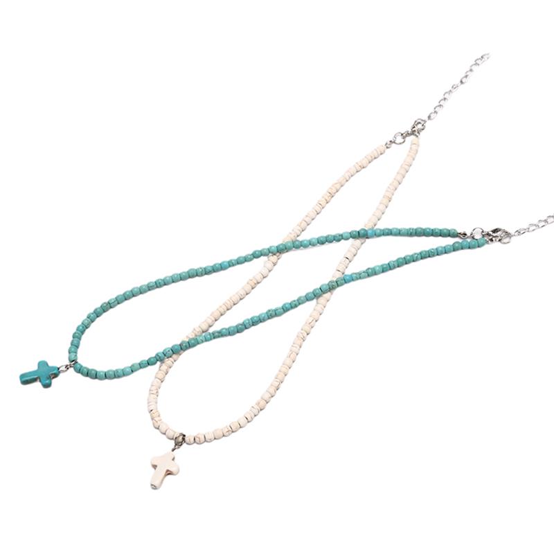 Women Bohemia Turquoise Cross Summer Beach Choker Necklace Jewelry Gift