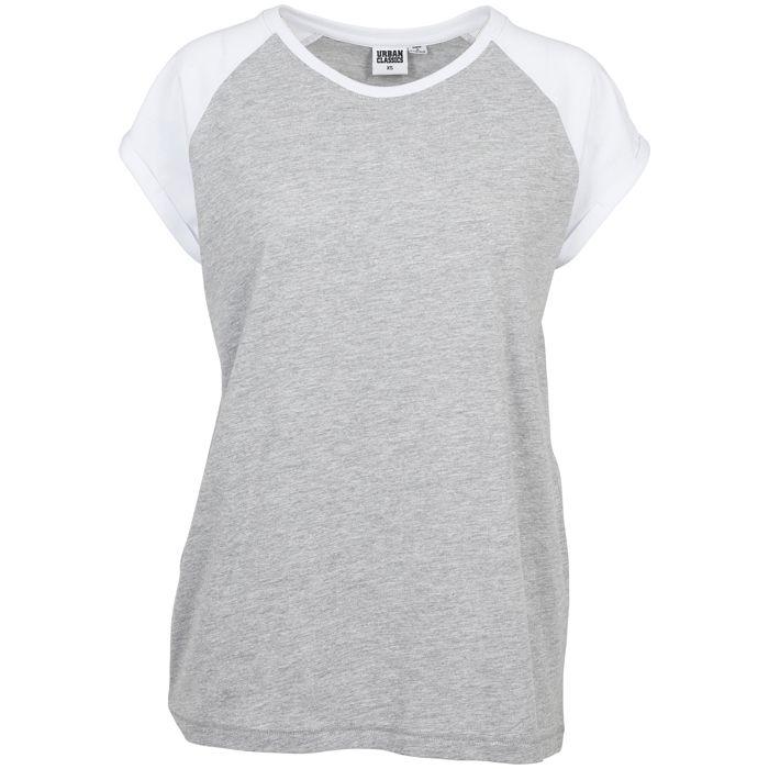 Damen T-Shirt - Urban Classic - Raglan - Grau/Weiß - Kurze Ärmel - Oversize