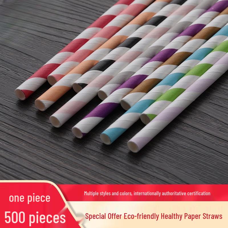 KASHICONG Colored Degradable Kraft Paper Straws