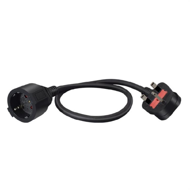 Portable Use Cable, EU 4.8mm Female Receptacle with British Three Pin Male End, Black Three Wire Cord for Mains Matching