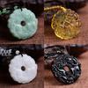 Green Jade Hand-Carved Dragon Hollow Jade Pendant Necklace Fashion Chinese Amulet Women Man'S Lucky Necklace Jewelry Gift